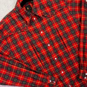 Vtg Lizsport Women Western Shirt M Red Plaid Pearl Snap Cotton Long Sleeve Yoke